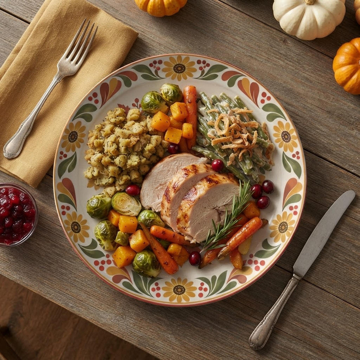 Fall Dinner Plate, 10-Inch Polymer with Vintage Teal Truck Design