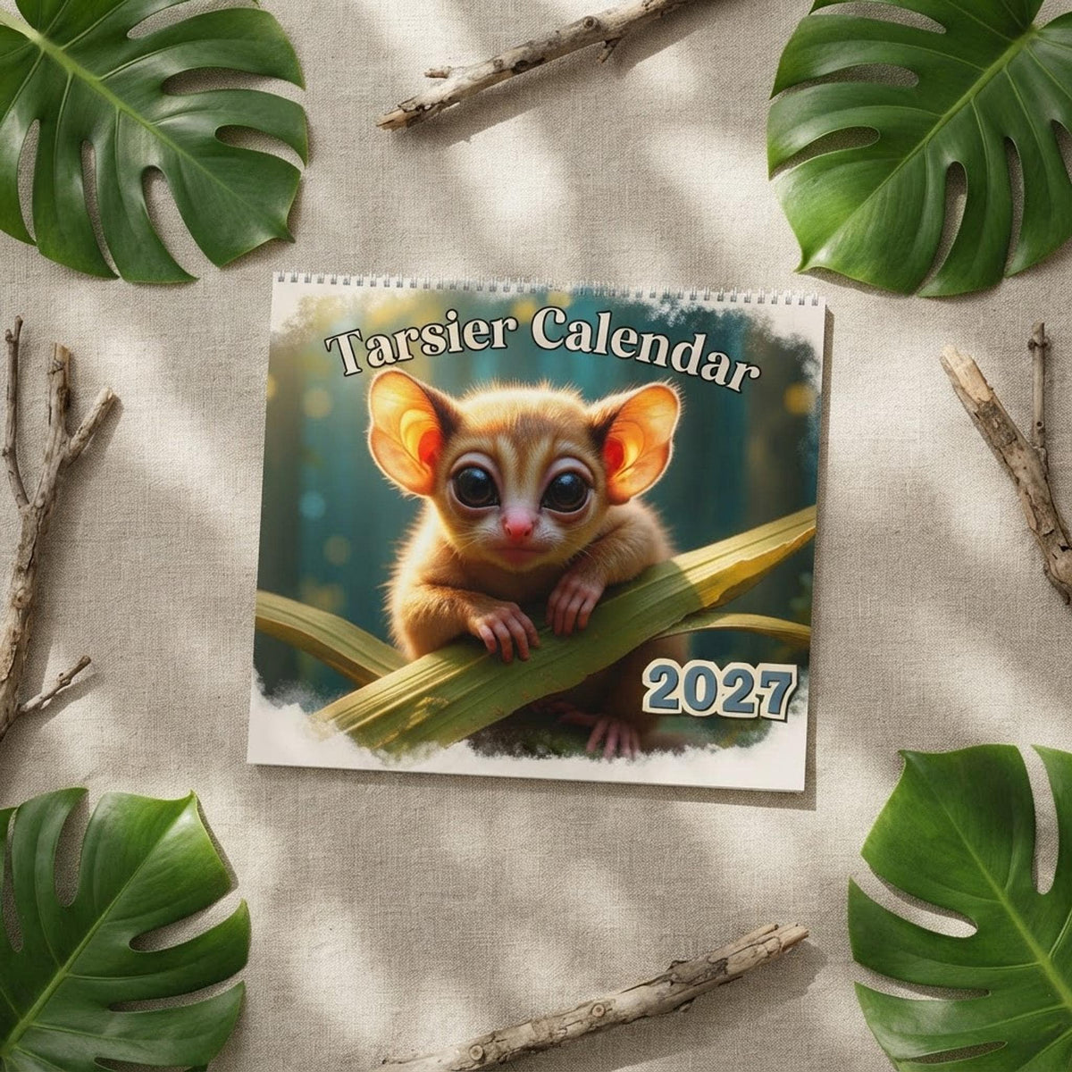 2027 Tarsier Wall Calendar | Vibrant Animal Art, Writable Grids (11"x8.5")