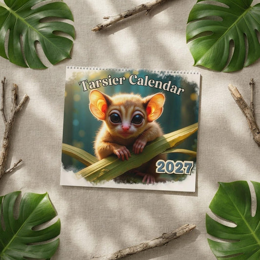 2027 Tarsier Wall Calendar | Vibrant Animal Art, Writable Grids (11"x8.5")