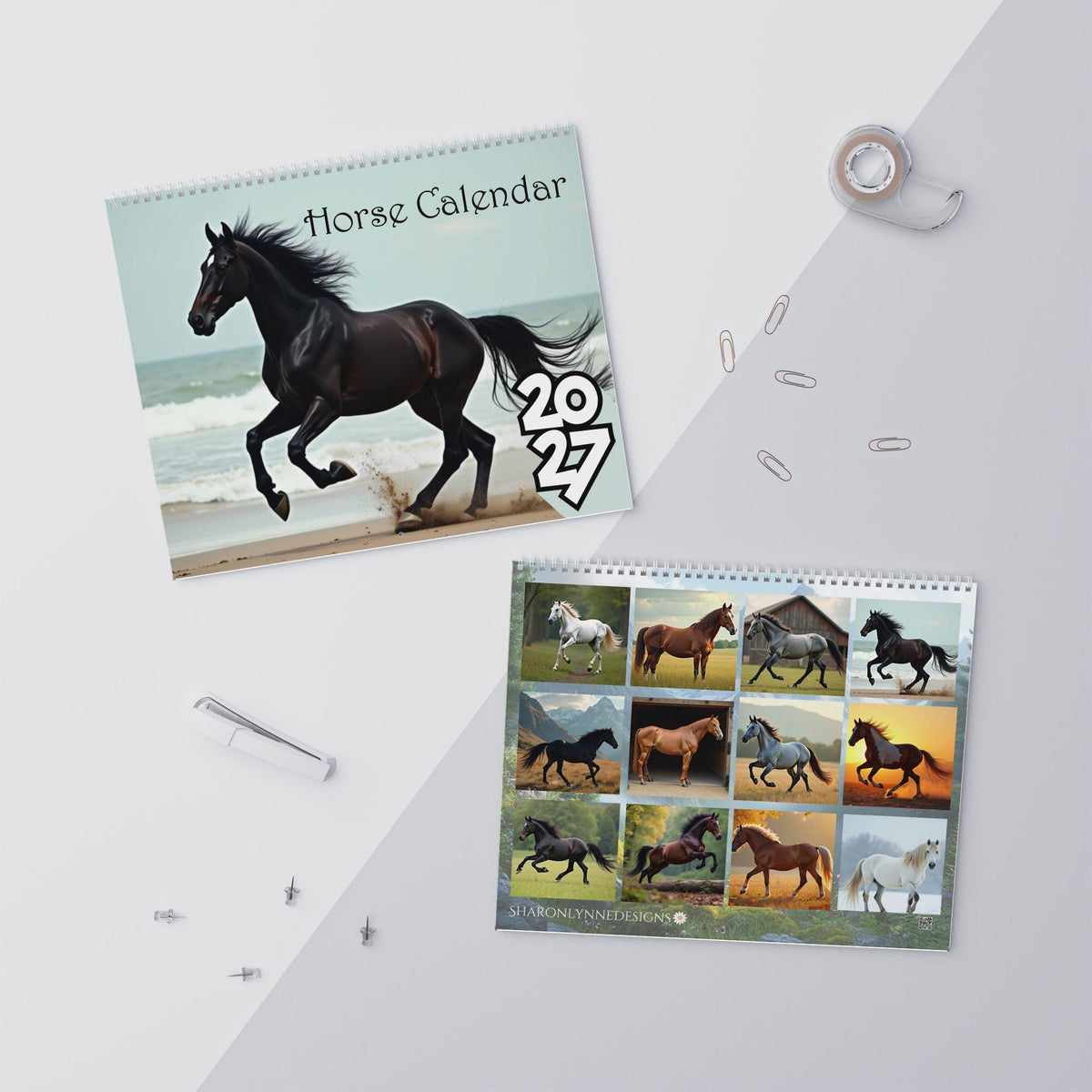 Horse Photography Wall Calendar 2027, Writable Matte Paper, Wire Binding