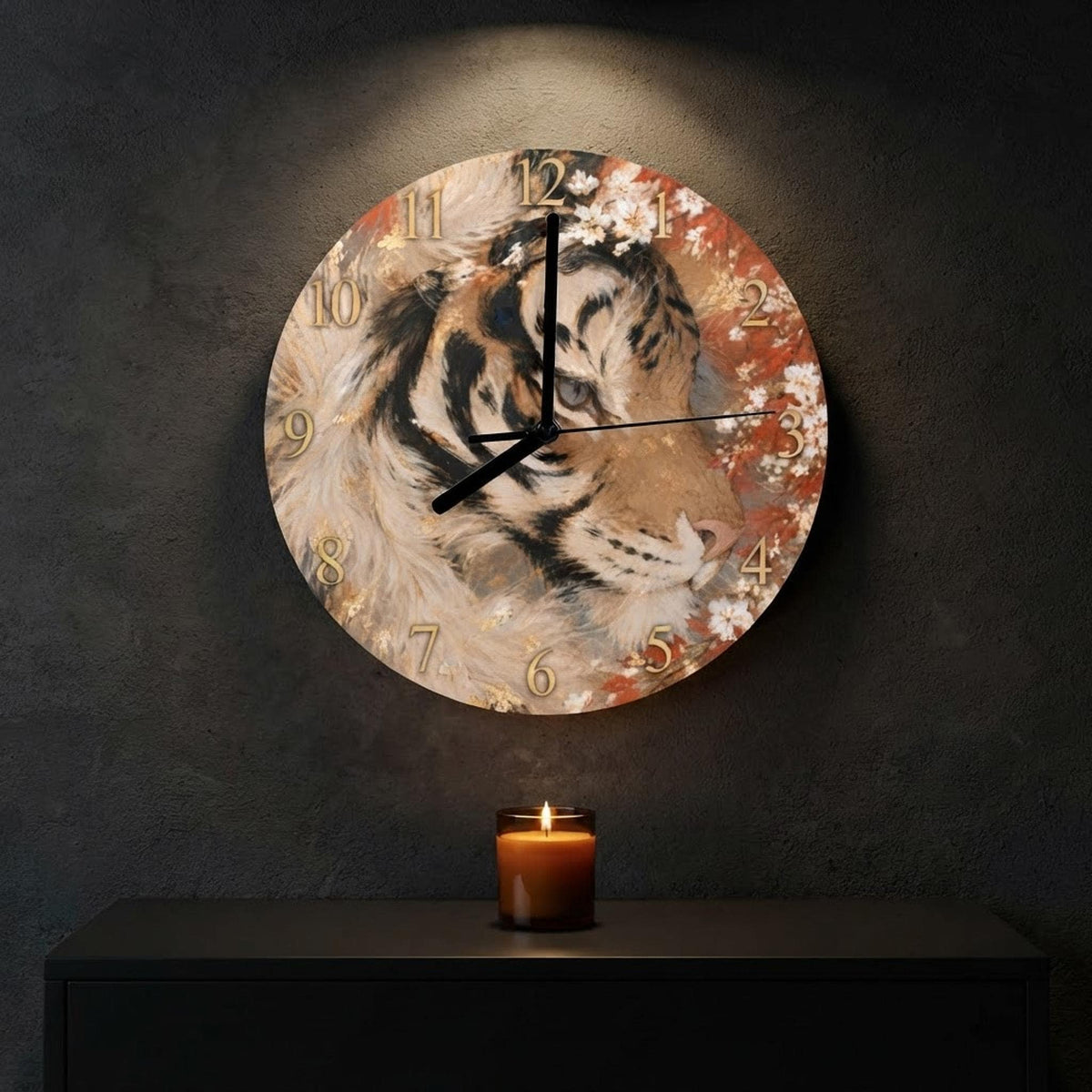 Tiger Wall Clock, 11.6-Inch MDF Decor with Frameless Wildlife Art