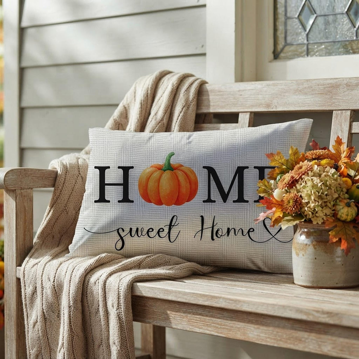 Lumbar Cushion, Fall Polyester Accent with Double-Sided Seasonal Print