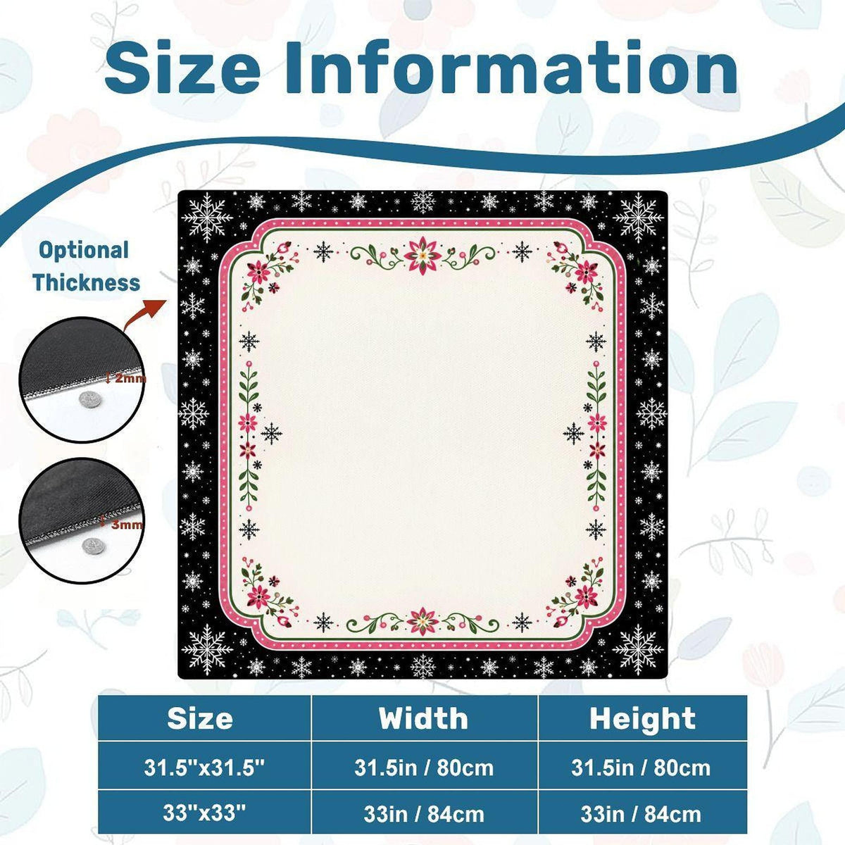 Mahjong Game Mat, Festive Christmas Design with Polyester Fabric, Non-Slip Rubber Backing
