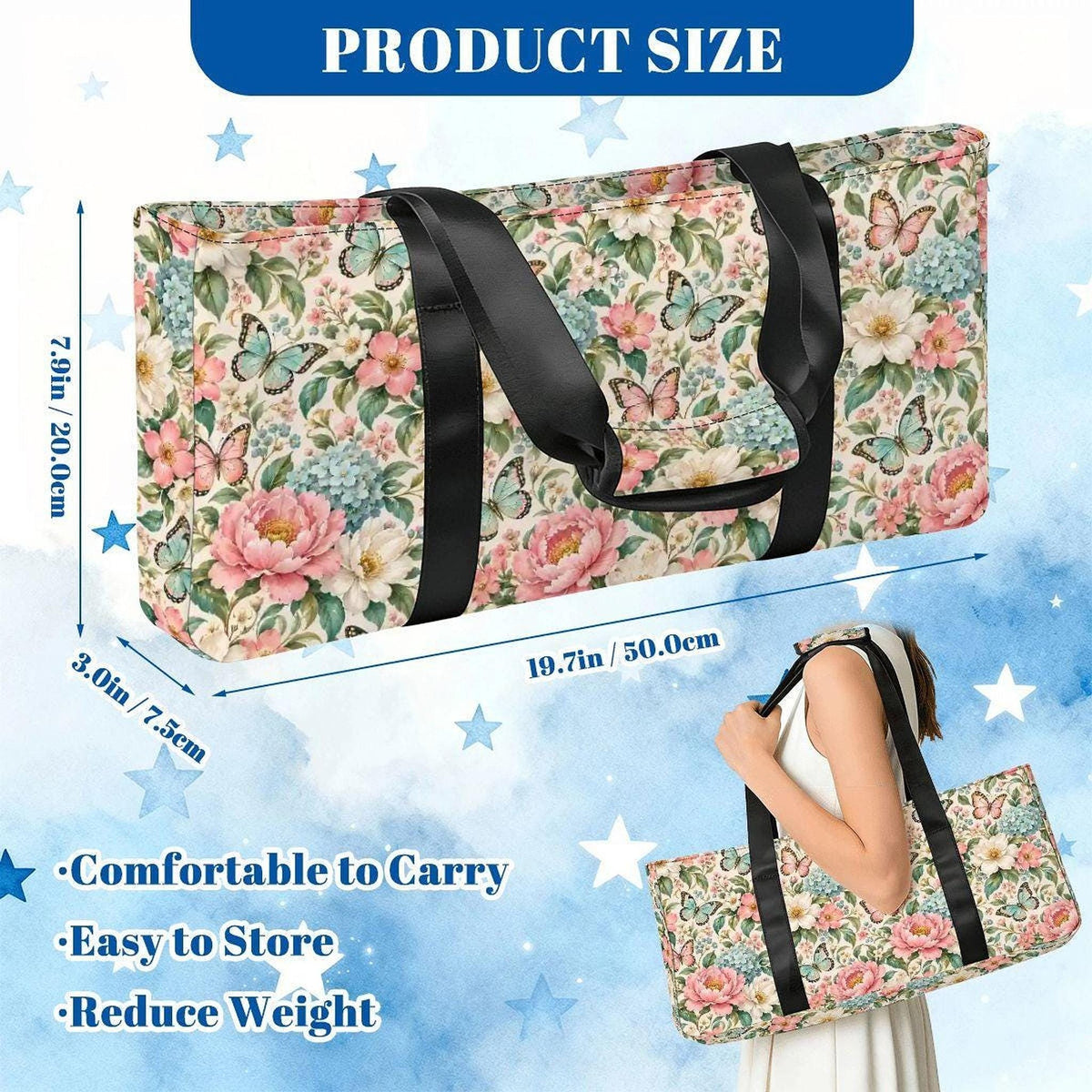 Butterfly Floral Mahjong Bag Set, 3-Piece Canvas Storage Organizer