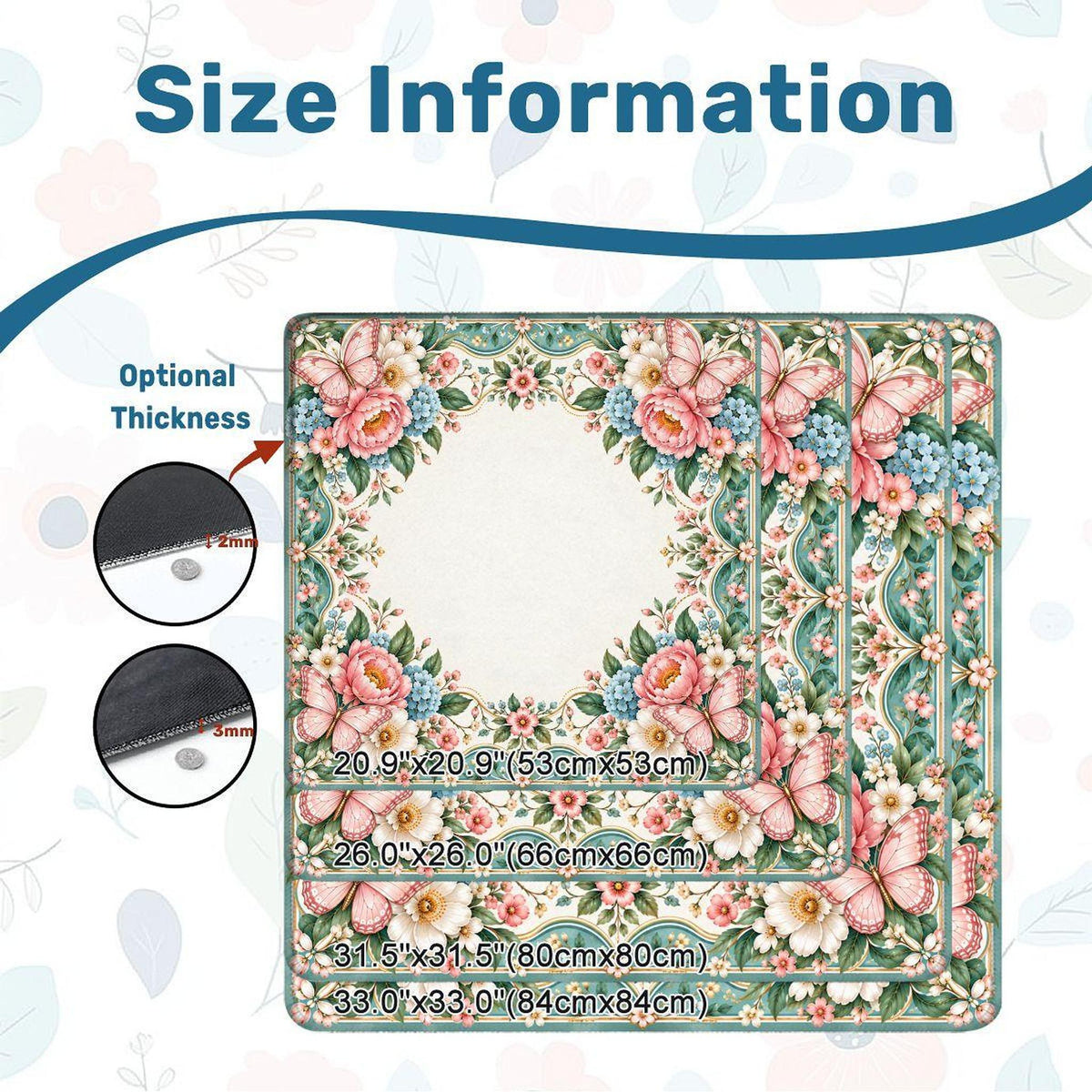 Floral Mahjong Mat, Polyester Roll-Up Play Mat with Rubber Backing