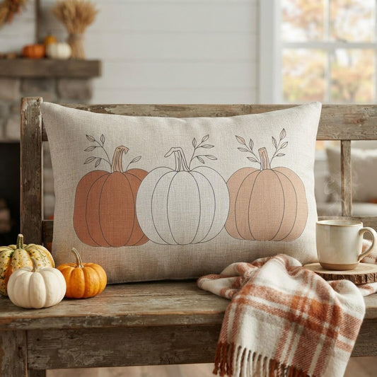 Autumn Lumbar Pillow, Polyester Pumpkin Cushion With Double-Sided Print
