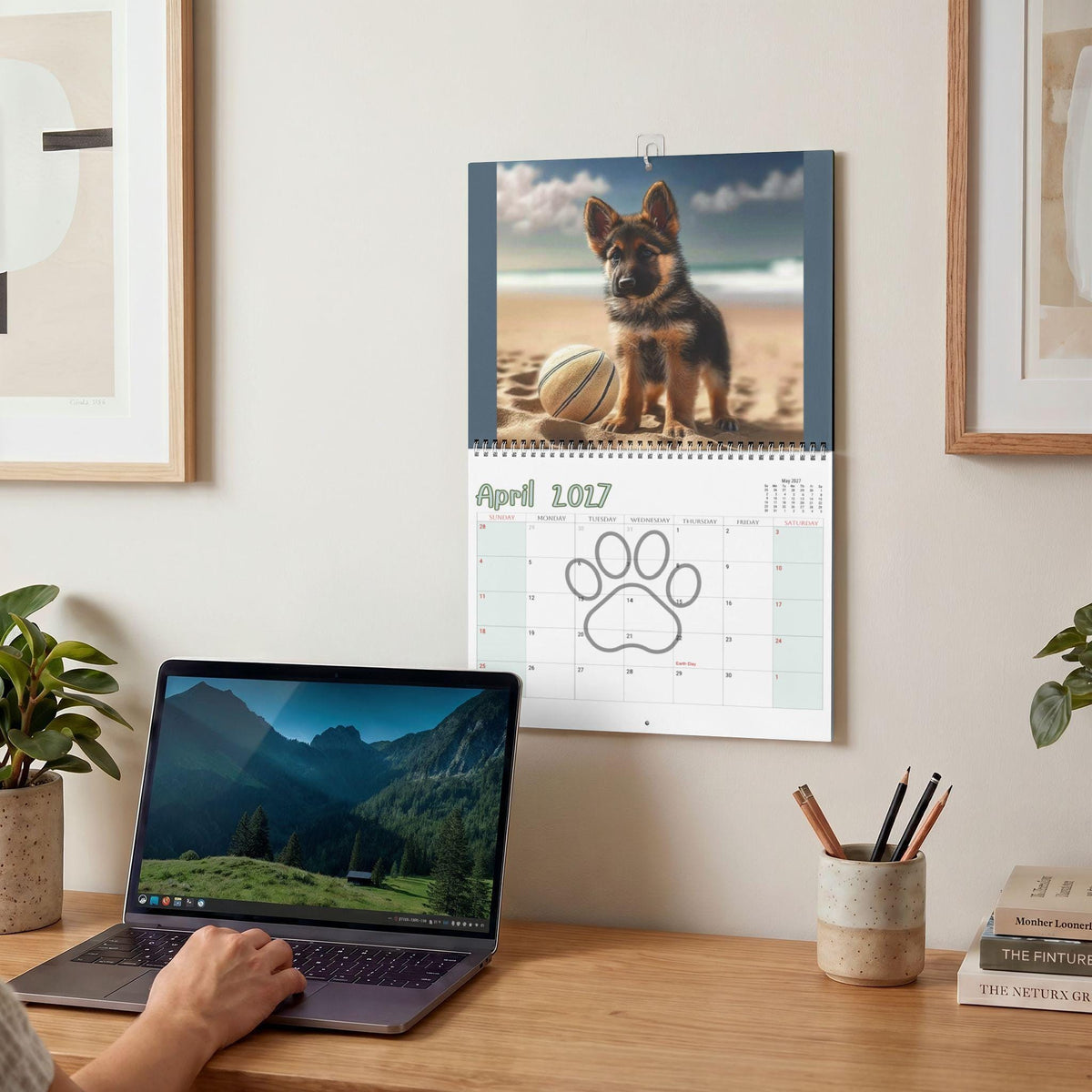 2027 Puppy Portraits Wall Calendar | Customizable Monthly Grids, Matte Paper