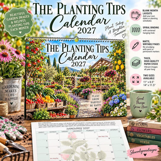 Planting Calendar 2027, Spiral-Bound Garden Planner with Writable Matte Grid Pages