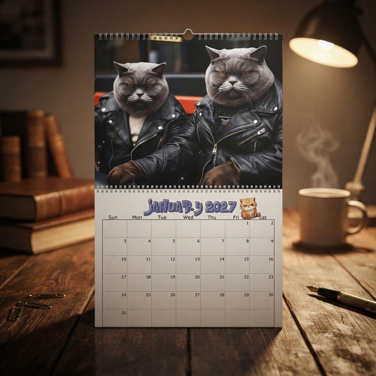 Funny Thug Cat 2027 Wall Calendar: Playful Monthly Planner