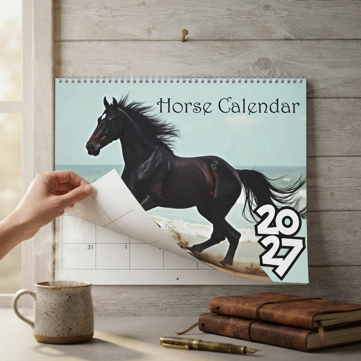 Horse Photography Wall Calendar 2027, Writable Matte Paper, Wire Binding