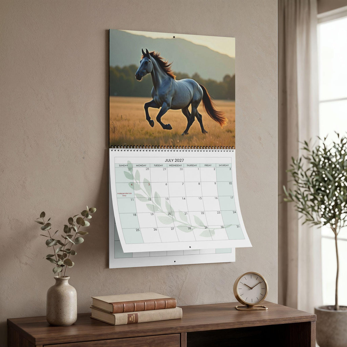 Horse Photography Wall Calendar 2027, Writable Matte Paper, Wire Binding
