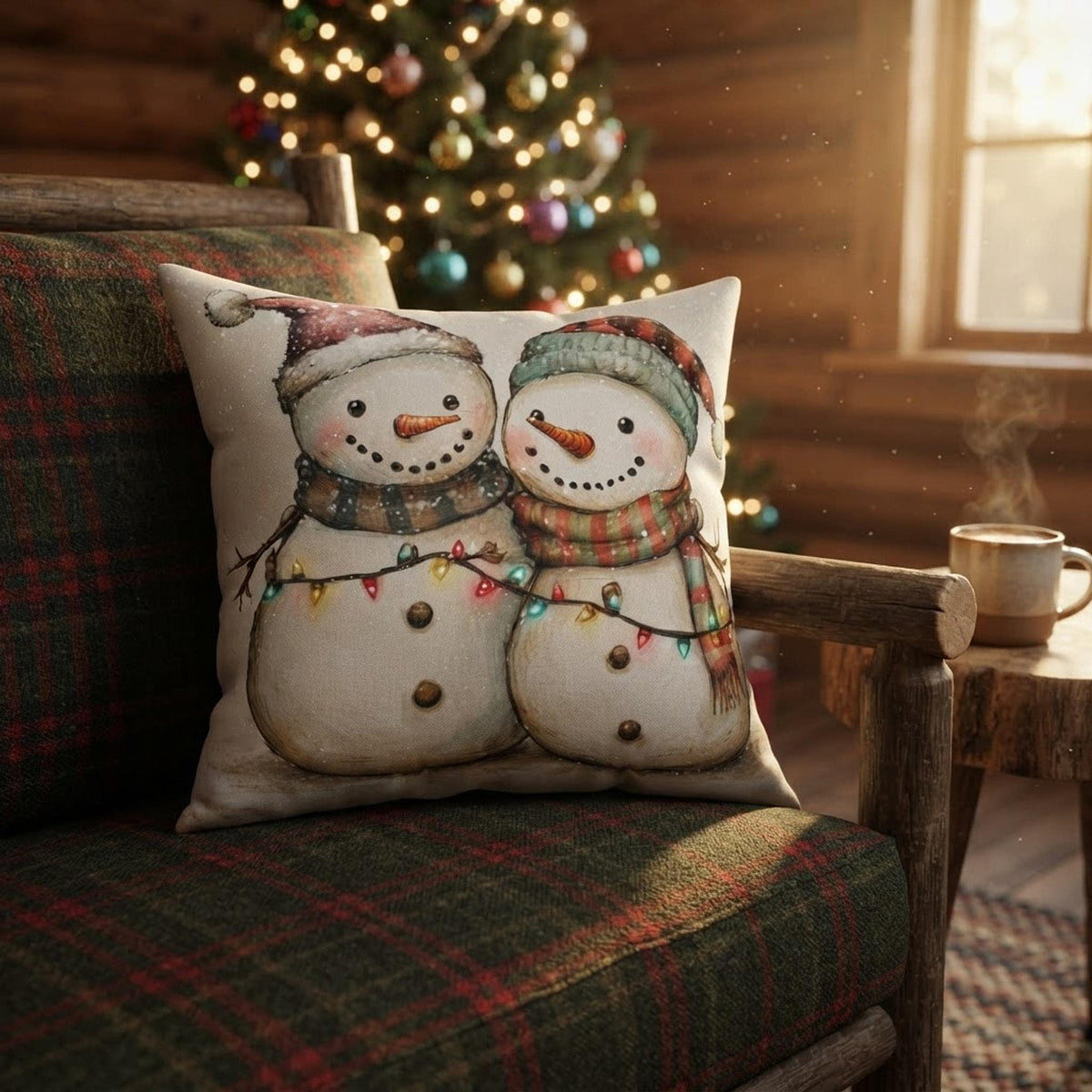 Snowman Pillow, Double-Sided Polyester Christmas Cushion in 4 Sizes