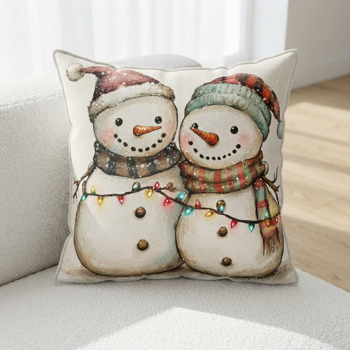 Snowman Pillow, Double-Sided Polyester Christmas Cushion in 4 Sizes