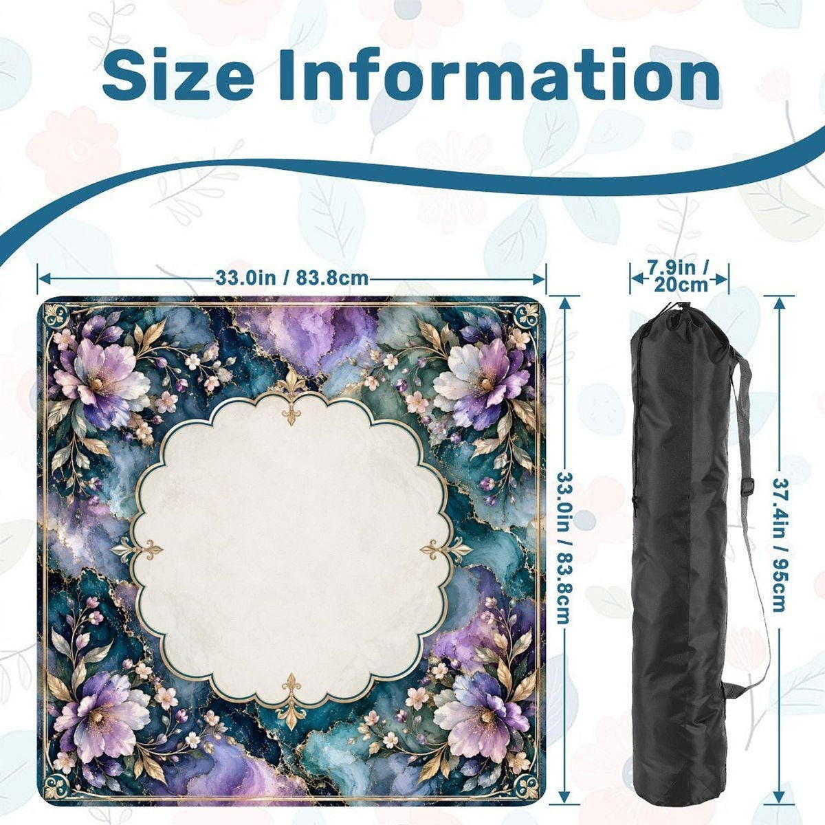 Mystic Garden Mahjong Mat 33"x33" (Ship Rolled up)