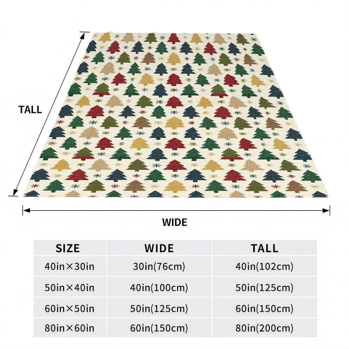 Christmas Flannel Blanket, Tree Print With Seven Size Options