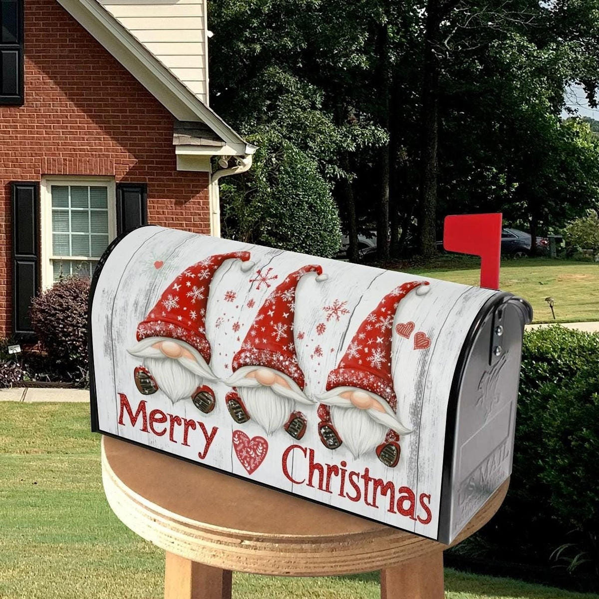 Festive Gnome Magnetic Mailbox Cover for Christmas Decor - Holiday Outdoor Decorations