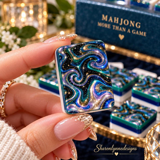 Galaxy American Mahjong Tile Set, 166 Acrylic in Blue and Green