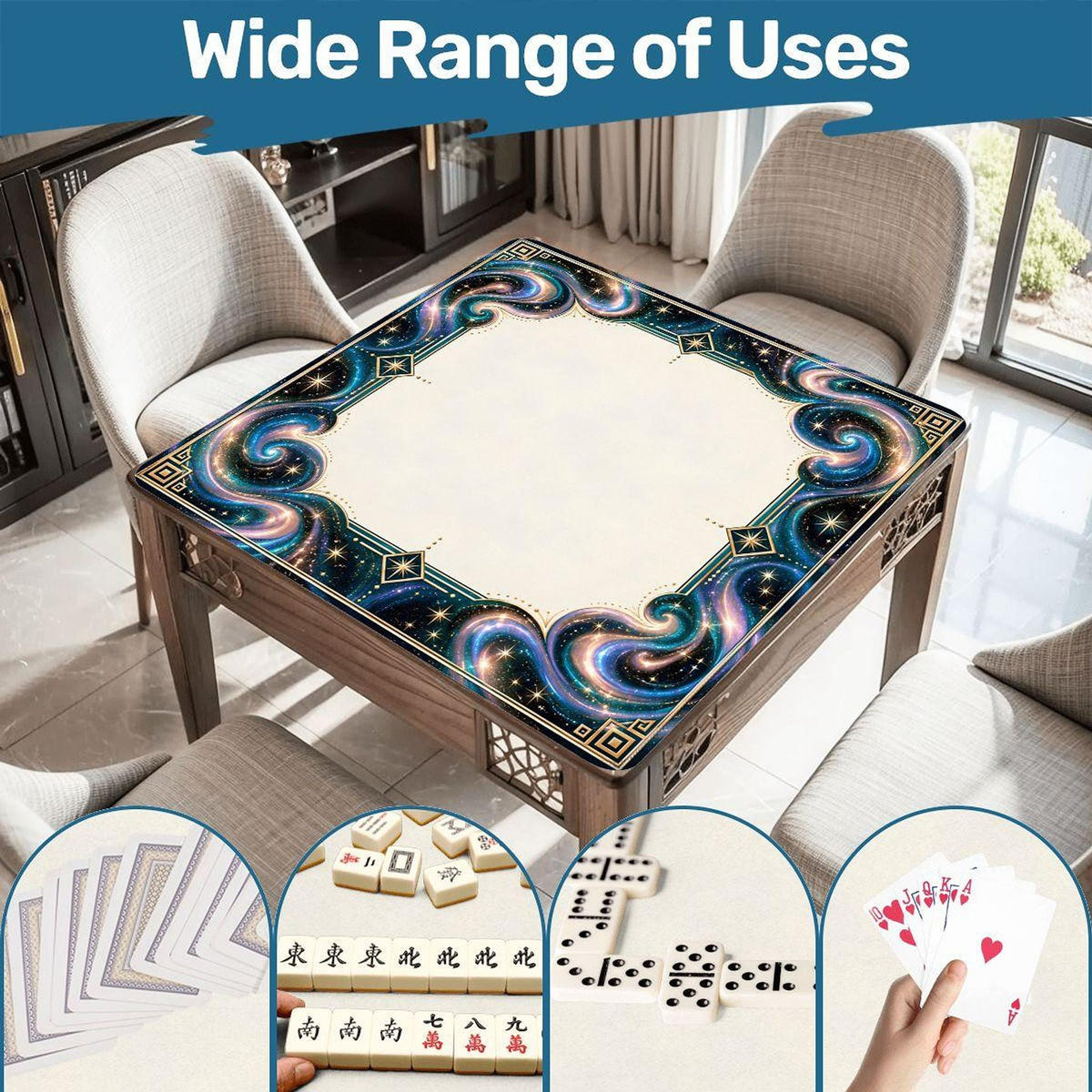Galaxy American Mahjong Mat, Polyester Surface With Rubber Backing