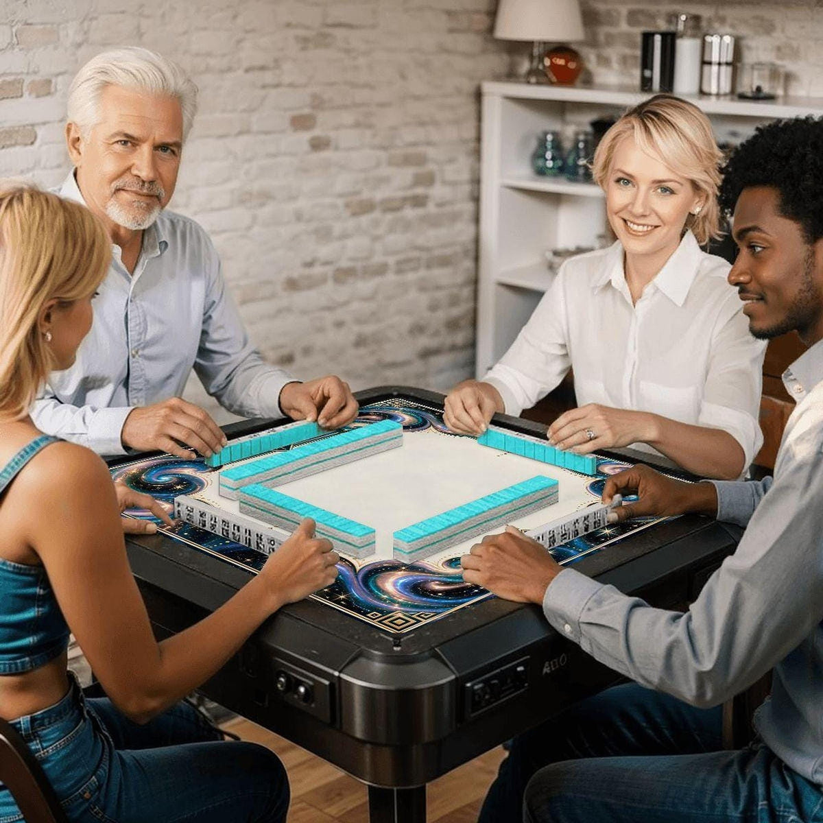 Galaxy American Mahjong Mat, Polyester Surface With Rubber Backing