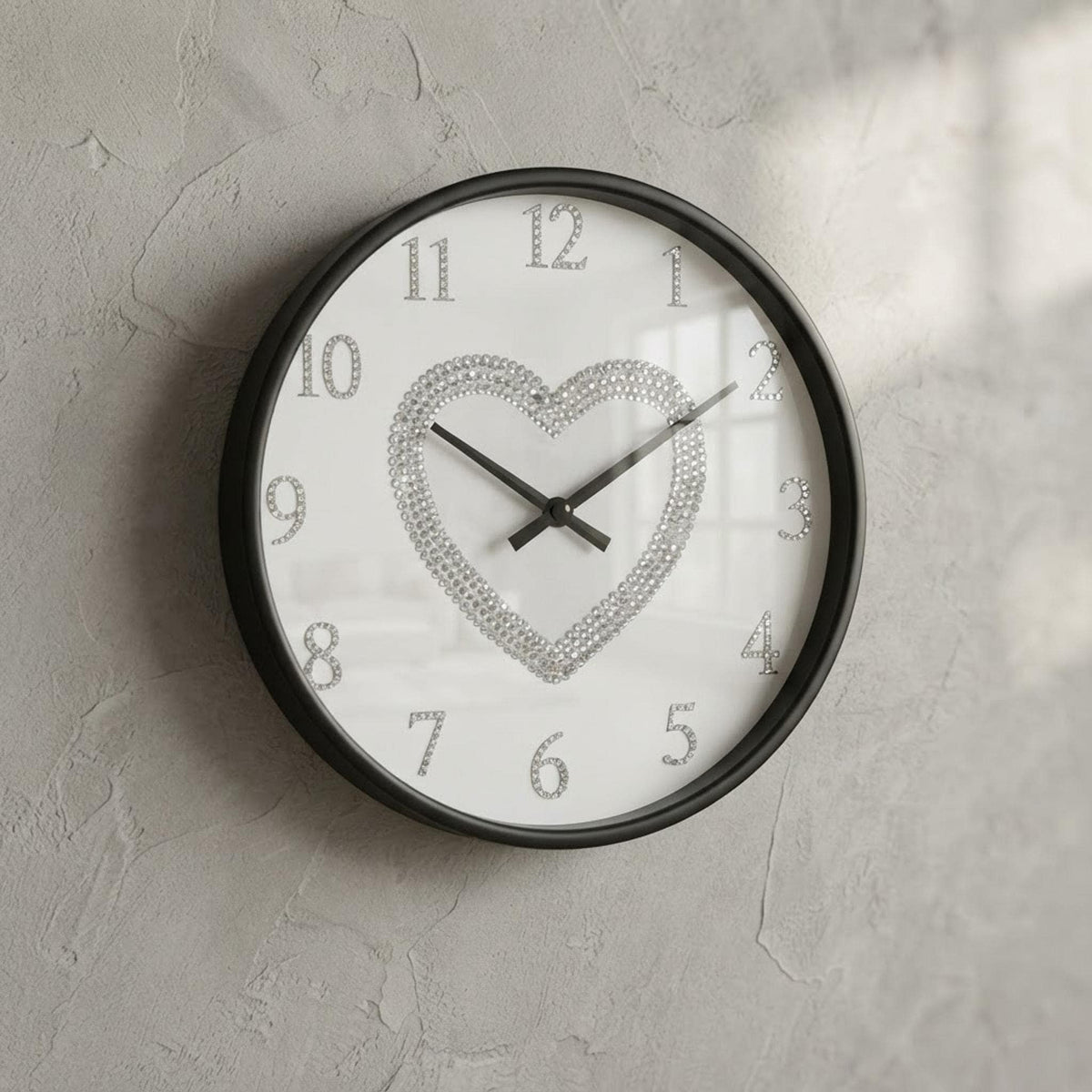Heart Wall Clock, 10-Inch 100% Wood Frame Rhinestone