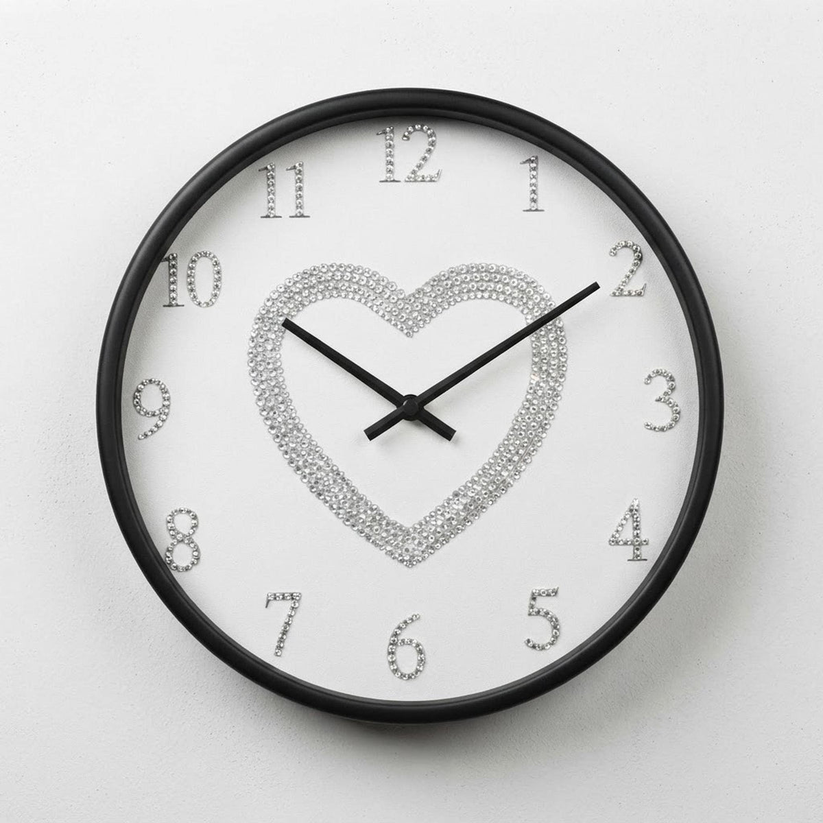 Heart Wall Clock, 10-Inch 100% Wood Frame Rhinestone