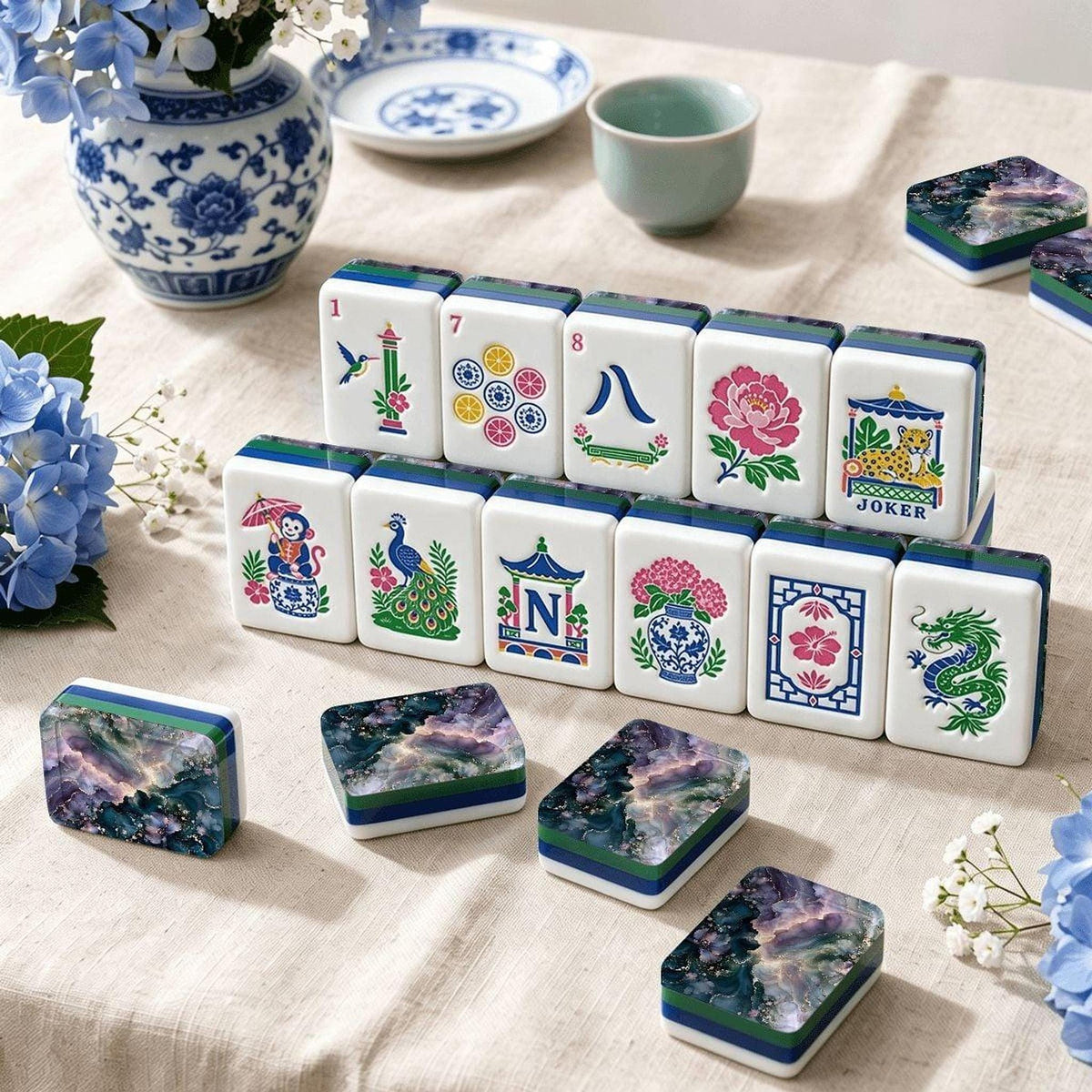 American Mahjong Tile Set, 160-Piece Acrylic with Jokers and Organizer