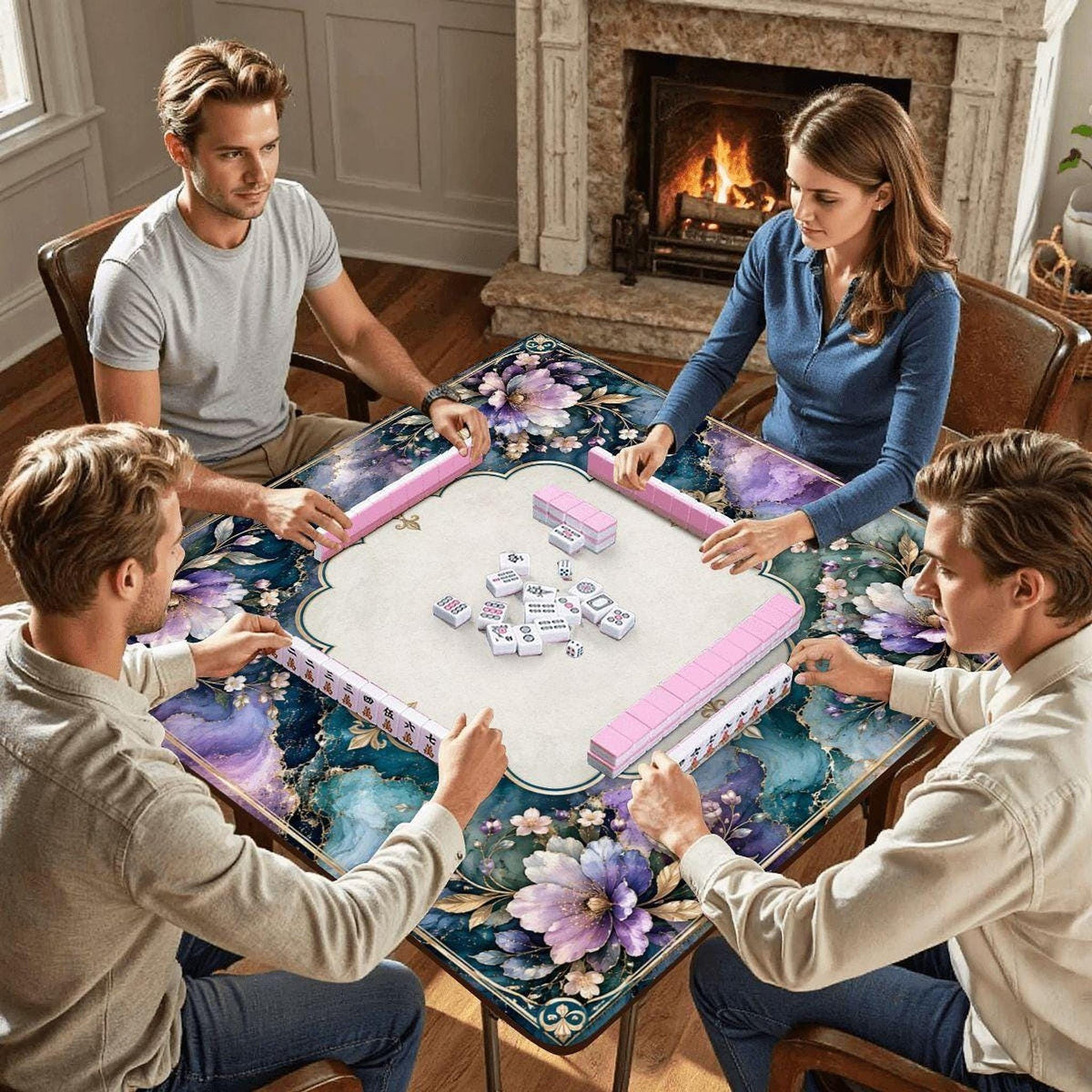 Mystic Garden Mahjong Mat 33"x33" (Ship Rolled up)