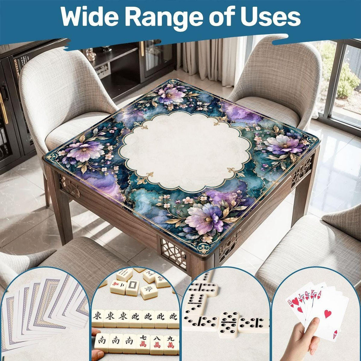 Mystic Garden Mahjong Mat 33"x33" (Ship Rolled up)