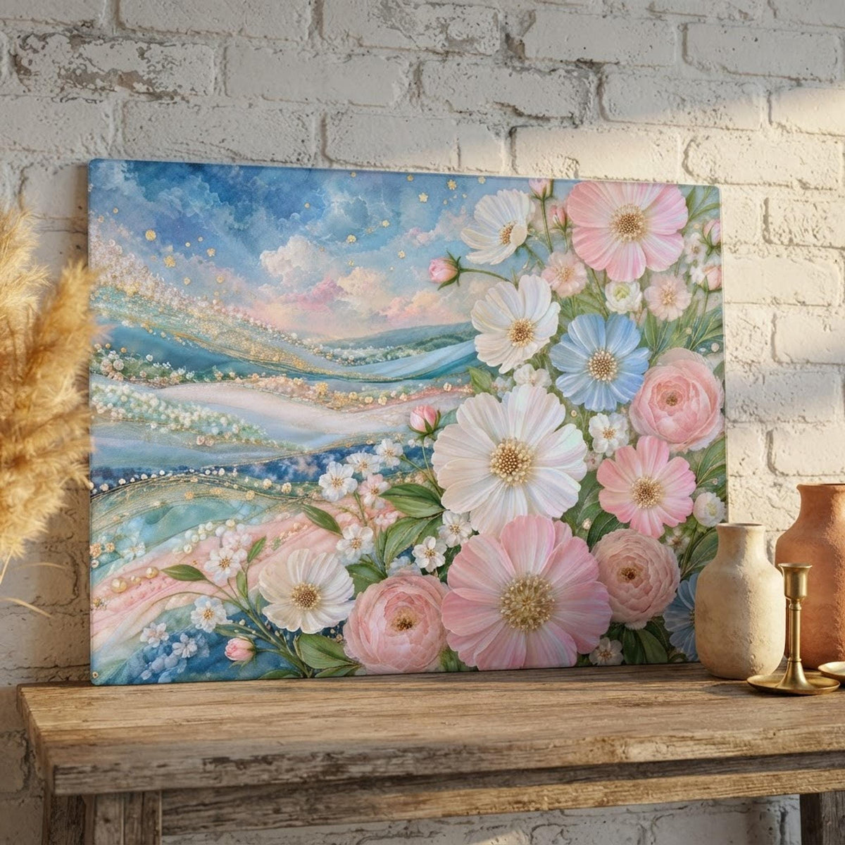 Pastel Floral Glass Cutting Board, Tempered Surface in Two Sizes