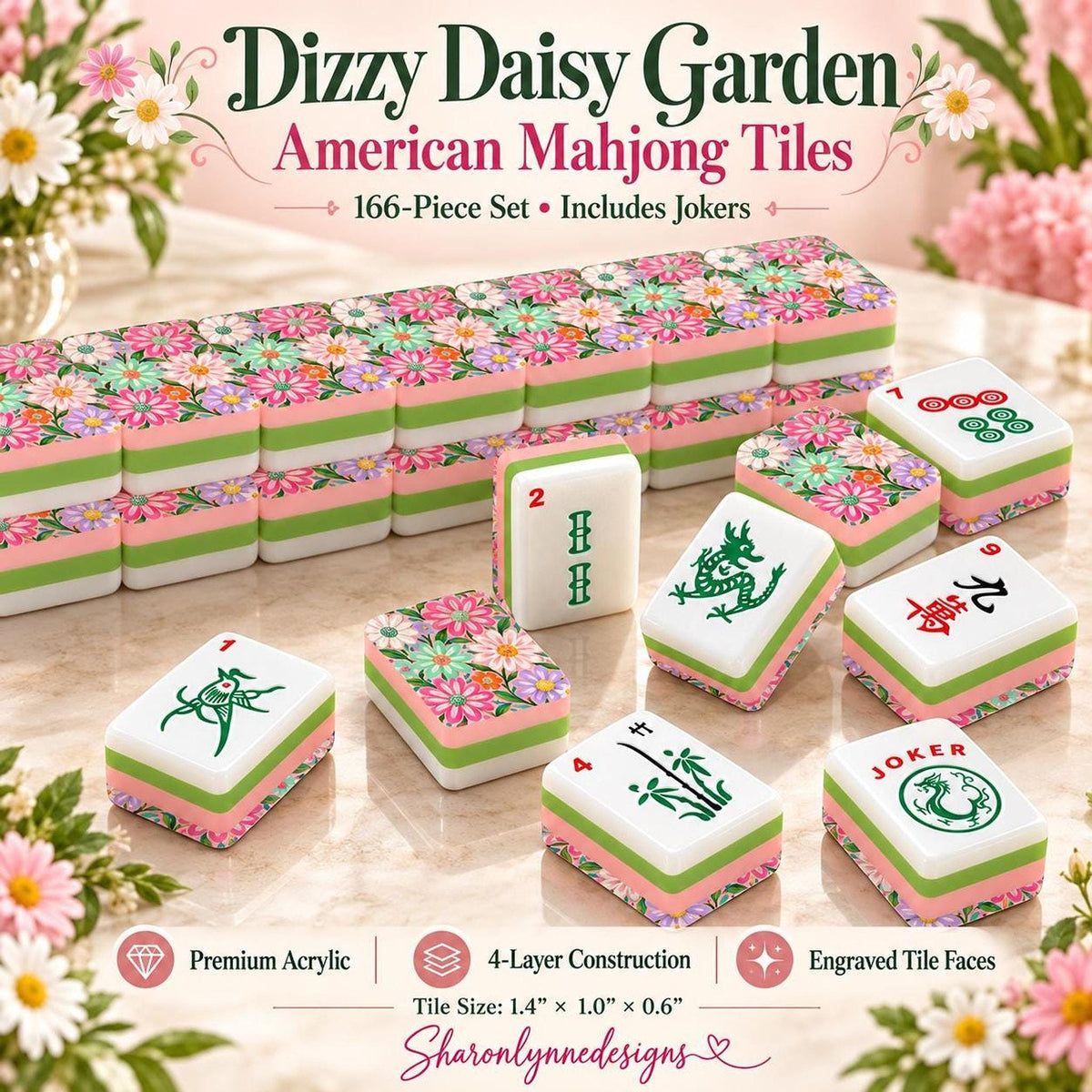 Dizzy Daisy Garden American Mahjong Tiles Set
