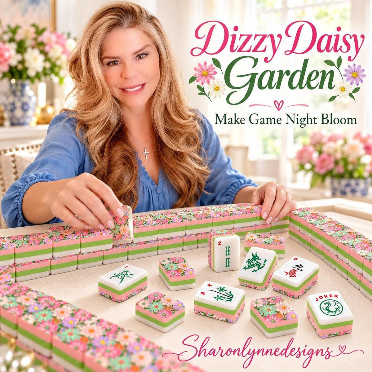 Dizzy Daisy Garden American Mahjong Tiles Set