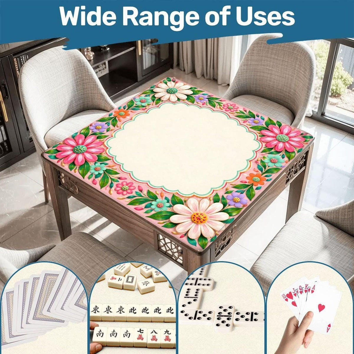 Dizzy Daisy Mahjong Mat 33"x33" (Ship Rolled up)
