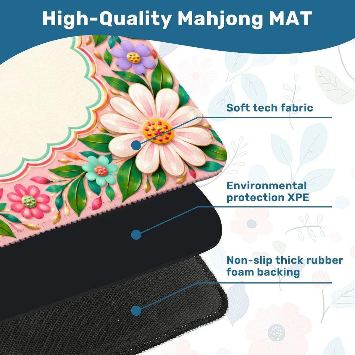 Dizzy Daisy Mahjong Mat 33"x33" (Ship Rolled up)