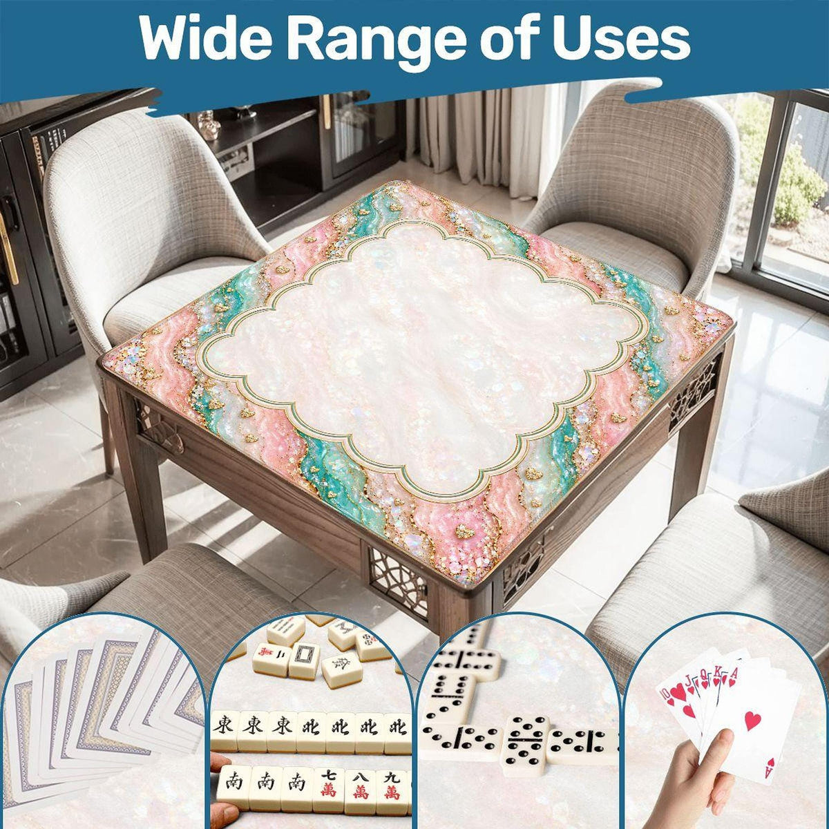 Opal Heart Mahjong Mat 33"x33" (Ship Rolled up)