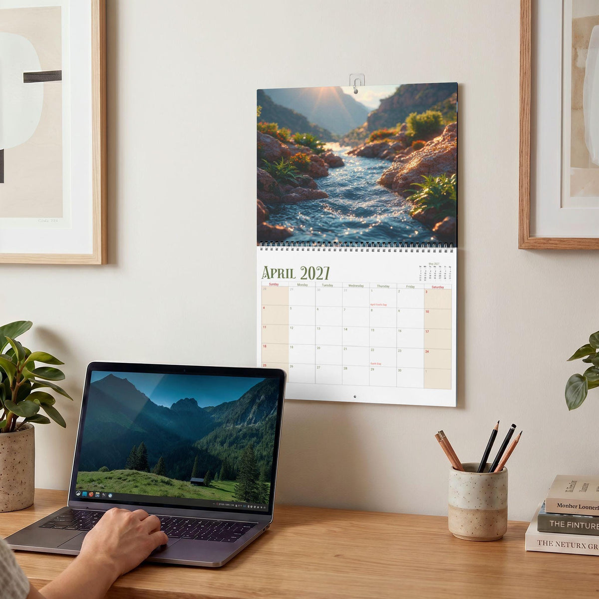 Waterfall Landscape Wall Calendar, 2027 Nature Photo Scenes on Matte Paper
