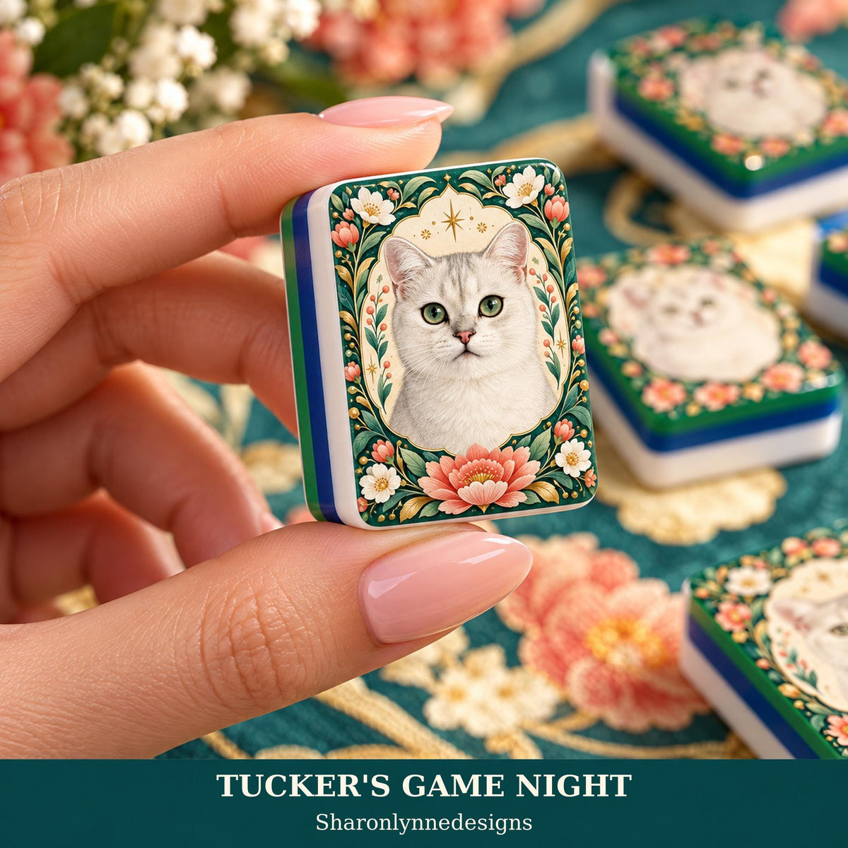 Acrylic American Mahjong Tile Set, 160 Pieces with Jokers and Cat Artwork
