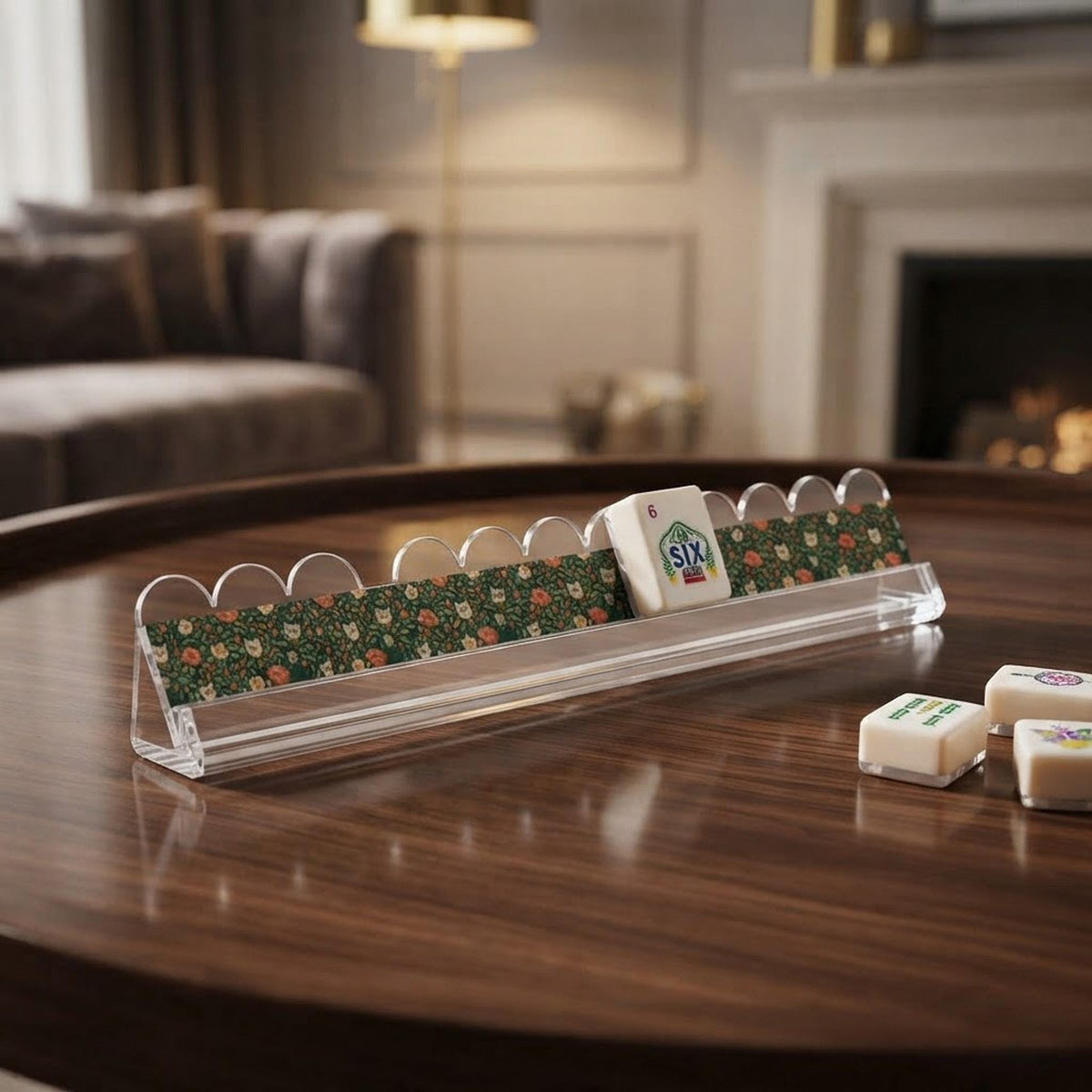 Acrylic Mahjong Racks, Set Of 4 With Magnetic Pushers And Cat Artwork