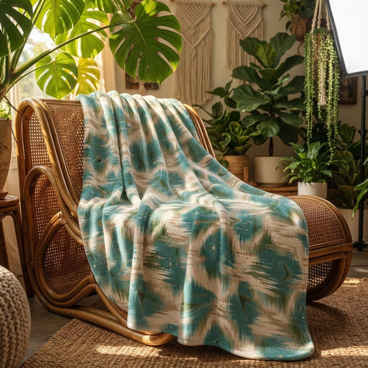Retro Rhythm  Sherpa Blanket, 435 g/m Polyester Throw with Fleece Backing