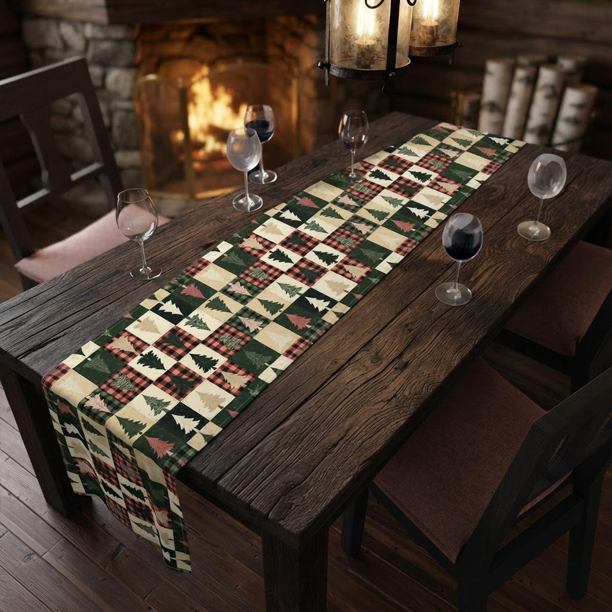 Festive Christmas Table Runner: Rustic Farmhouse Decor for Cozy Holiday Dining Room & Kitchen