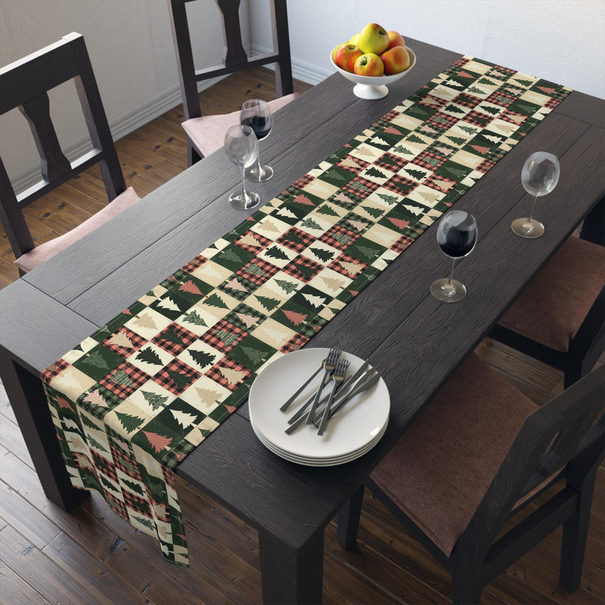 Festive Christmas Table Runner: Rustic Farmhouse Decor for Cozy Holiday Dining Room & Kitchen