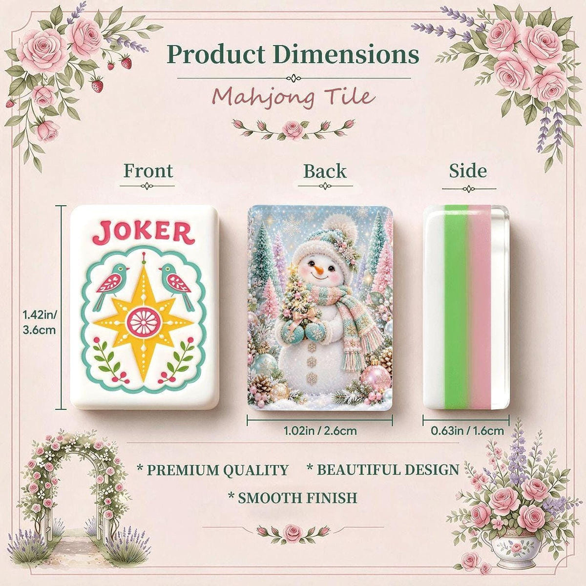 Snowman Christmas Mahjong Tile Set, Acrylic American Pastel Holiday Design