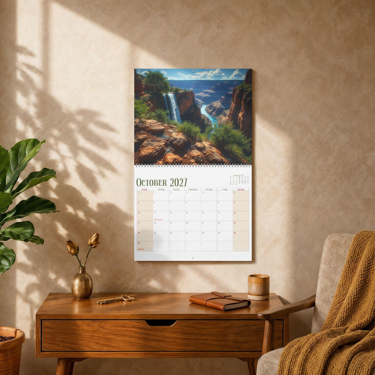 Waterfall Landscape Wall Calendar, 2027 Nature Photo Scenes on Matte Paper