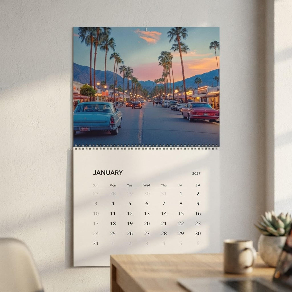 Retro Road Trip Wall Calendar 2027, Wire Bound Scenic Travel