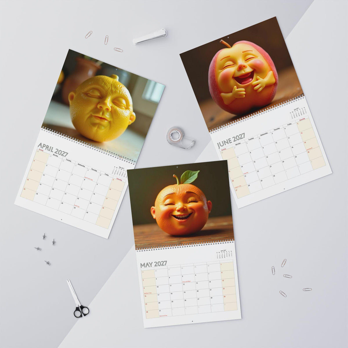 Funny Fruit Faces Wall Calendar 2027