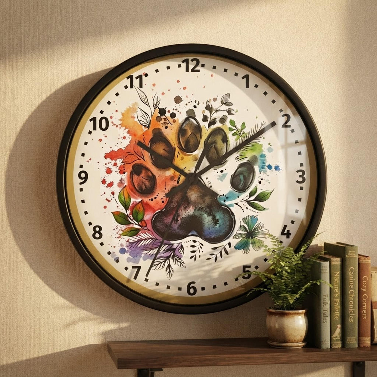 Paw Print Clock, Colorful Plexiglass Wall with Numbered Markers