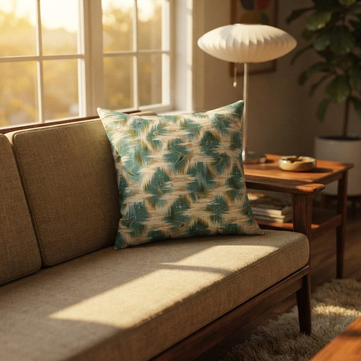 Retro Rhythm Faux Suede Square Pillow
