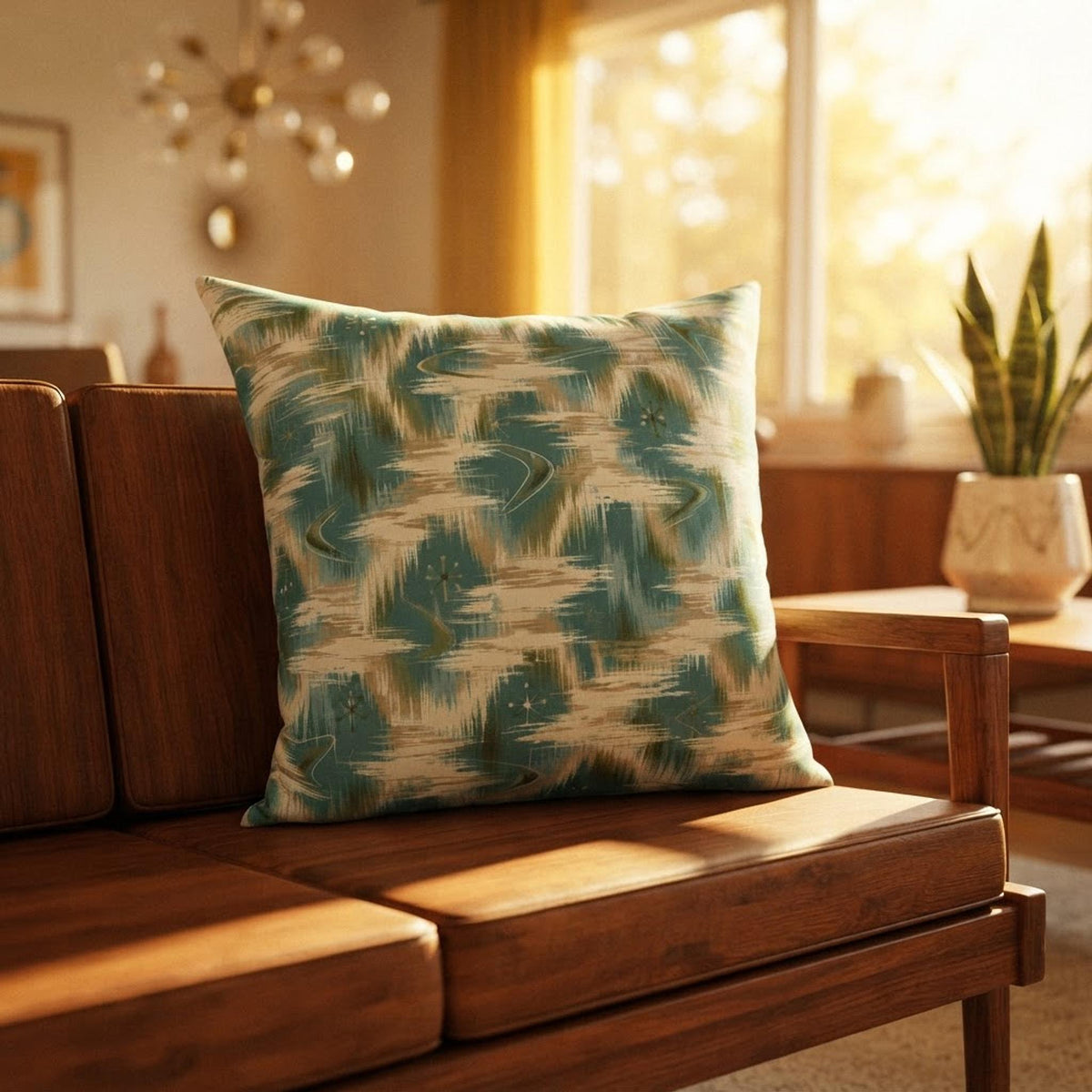 Retro Rhythm Faux Suede Square Pillow