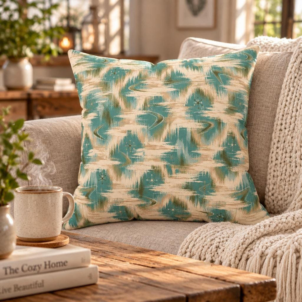 Retro Rhythm Faux Suede Square Pillow