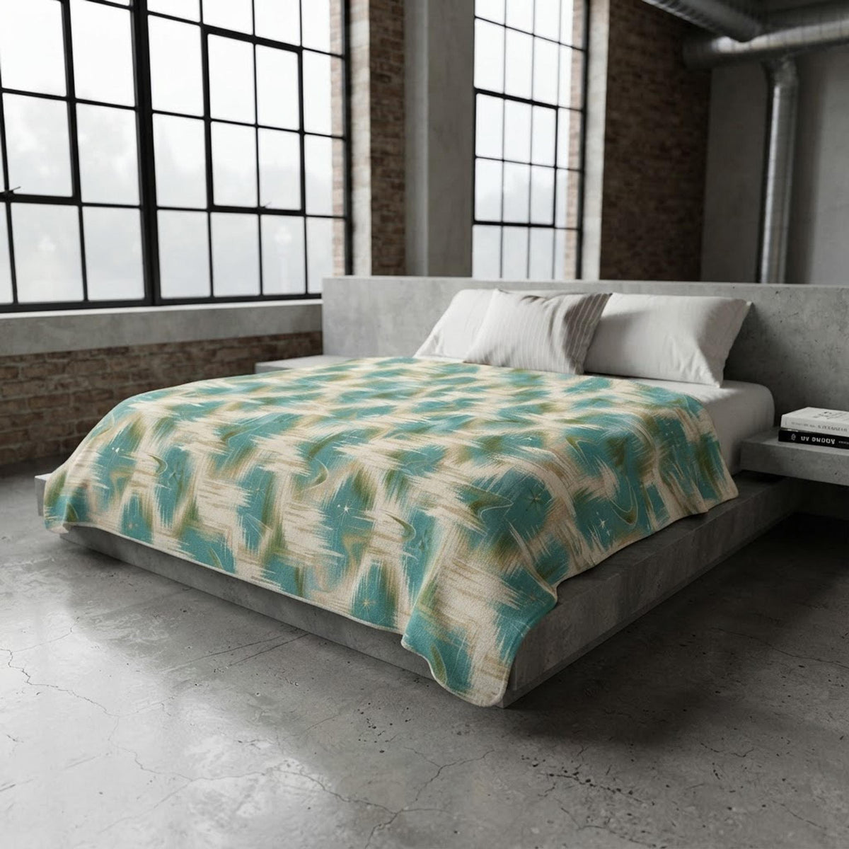 Retro Rhythm  Sherpa Blanket, 435 g/m Polyester Throw with Fleece Backing