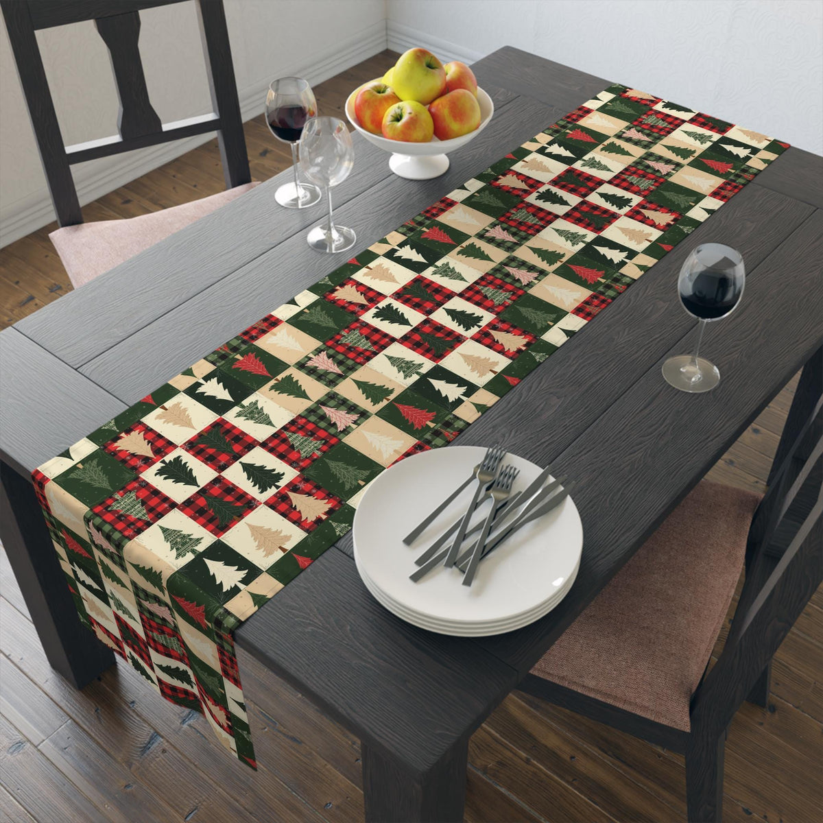 Festive Christmas Table Runner: Rustic Farmhouse Decor for Cozy Holiday Dining Room & Kitchen